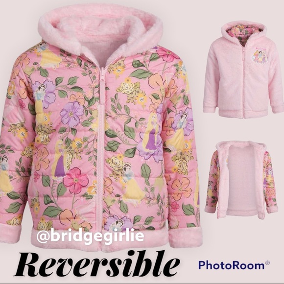 Disney Jackets \u0026 Coats | Disney Princess Girls Reversible Jacket | Color: Pink | Size: Various | Bridgegirlie's Closet